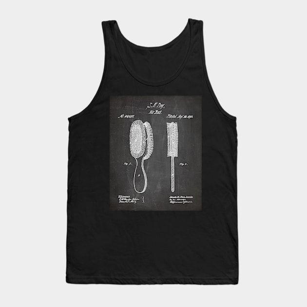 Brush Patent - Hair Stylist Beauty School Décor Art - Black Chalkboard Tank Top by patentpress